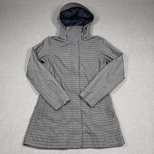 Marmot Jacket Womens Medium Gray Plaid Membrane Full Zip Coat Removable Hood